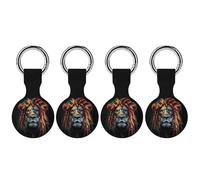 Reggae Lion Compatible with Airtag Locator Silicone Protective Case with Keychain 4PCS
