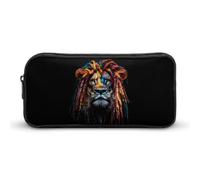 Reggae Lion Pen Holder Pouch Large Storage Pencil Case with Zippered Stationery Bag Office