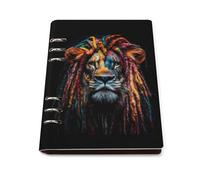 Reggae Lion Refillable Notebook 6 Ring Binder Foldable Loose-Leaf Notebooks A5 Planner Book with 90 Sheets Paper
