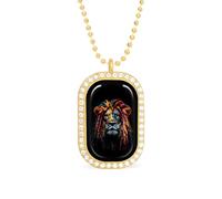 Reggae Lion Women's Square White Diamond Necklace Adjustable Pendant Chain Gift for Mom