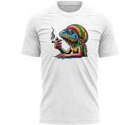 Reggae Lizard Carnival T Shirt for Men - Jamaican Afro Caribbean Rasta Festival Tee - London Hill Carni Top - Cool Summer Holiday Beach Party Clothing, XXL, White