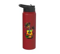 Reggae Music Guitar Rastafarian Roots Rasta Jamaican Stainless Steel Insulated Water Bottle