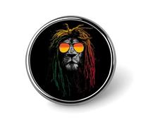 Reggae Music Lion Jamaican Flag Rasta Rastafari Round Lapel Pin Button Brooch Pins Badge for Tie Hat Clothing Jewelry Accessories