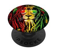 Reggae Music lovers, Jamaican royal lion PopSockets Adhesive PopGrip