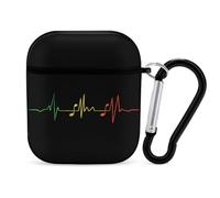 Reggae Music Note Heartbeat ECG Case Cover Compatible with AirPods 1&2 Protective PC Shell Carrying Case with Keychain