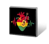 Reggae Music Pulse Guitar Heartbeat Brooch Pins for Men Women Square Badge Collar Lapel Pins for Dress Jacket Accessories