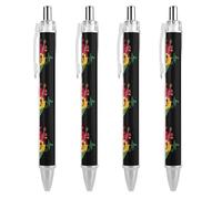 Reggae Music Pulse Guitar Heartbeat Retractable Ballpoint Pen Black Ink Ball Point Pen Work Pens 4 PCS