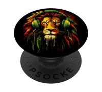 Reggae Music Rasta Roots Jamaica Rastafari Rasta Reggae Lion PopSockets Adhesive PopGrip