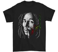 Reggae Music Smoking a Spliff Weed Cannabis Mens T-Shirt 100% Cotton Black 5XL