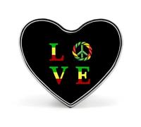 Reggae Peace Love Music Jamaica Badge Heart Shape Cute Brooch Pins Button Badges for Backpack Jackets Hats Decor