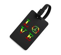 Reggae Peace Love Music Jamaica Luggage Tag for Suitcase Cute ID Tags Travel Baggage Identifier Labels Black-Style