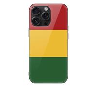 Reggae Rasta Flag Glass Back Mobile Phone Basic Cases Compatible with iPhone 15/15 Plus/15 Pro/15 Pro Max Anti-Scratch Covers