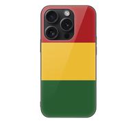 Reggae Rasta Flag Glass Back Mobile Phone Basic Cases Compatible with iPhone 15/15 Plus/15 Pro/15 Pro Max Anti-Scratch Covers