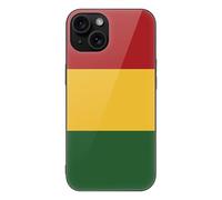 Reggae Rasta Flag Glass Back Mobile Phone Basic Cases Compatible with iPhone 15/15 Plus/15 Pro/15 Pro Max Anti-Scratch Covers