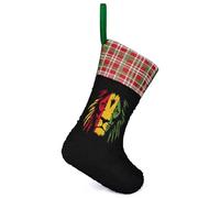 Reggae Rasta Flag Lion Christmas Stockings Reversible Sequin Xmas Stockings for Fireplace Christmas Tree
