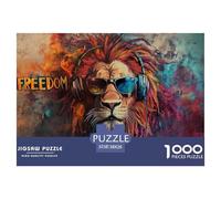 Reggae Rasta-freedom Lion Jigsaw Puzzle Waterproof 1000 Piece for Adults Challenging And Brainteasing Home Decoration Puzzle