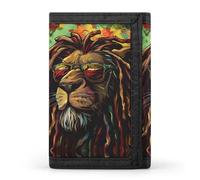 Reggae Rasta Lion Trifold Wallets Slim Coin Purse Credit Card Holder Wallet Money Clip for Women Men