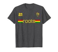 Reggae Rastafari Ethiopia Jamaica Football Soccer Style T-Shirt, Men, Dark Heather Grey, 4X-Large