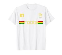 Reggae Rastafari Ethiopia Jamaica Football Soccer Style T-Shirt, Men, White, 4X-Large