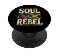 Reggae Roots Jamaica Flag & Vinyl Record Retro Music Graphic PopSockets Adhesive PopGrip