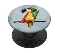 Reggae Style Talking Parrot | Funky Chilling Bird Drawing PopSockets Adhesive PopGrip