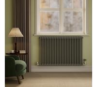 Reggio Anthracite Horizontal Double Column Radiator 800x1190mm 5361 BTU - Cast Iron Style