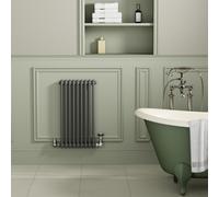 Reggio Anthracite Horizontal Double Column Radiator 800x425mm 1855 BTU - Cast Iron Style