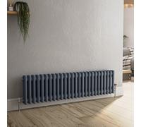 Reggio Anthracite Horizontal Double Column Traditional Radiator 300x1190mm 2124 BTU - Cast Iron Style