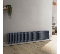 Reggio Anthracite Horizontal Double Column Traditional Radiator 300x1460mm 2614 BTU - Cast Iron Style