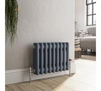 Reggio Anthracite Horizontal Double Column Traditional Radiator 300x425mm 735 BTU - Cast Iron Style