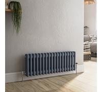 Reggio Anthracite Horizontal Double Column Traditional Radiator 300x830mm 1470 BTU - Cast Iron Style