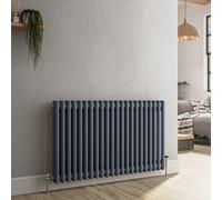 Reggio Anthracite Horizontal Double Column Traditional Radiator 600x1010mm 3462 BTU - Cast Iron Style