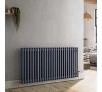 Reggio Anthracite Horizontal Double Column Traditional Radiator 600x1190mm 4091 BTU - Cast Iron Style