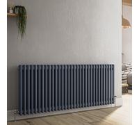 Reggio Anthracite Horizontal Double Column Traditional Radiator 600x1460mm 5035 BTU - Cast Iron Style
