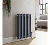 Reggio Anthracite Horizontal Double Column Traditional Radiator 600x425mm 1416 BTU - Cast Iron Style