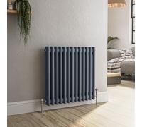 Reggio Anthracite Horizontal Double Column Traditional Radiator 600x605mm 2045 BTU - Cast Iron Style