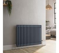 Reggio Anthracite Horizontal Double Column Traditional Radiator 600x830mm 2832 BTU - Cast Iron Style