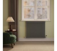 Reggio Anthracite Horizontal Triple Column Radiator 800x1010mm 5736 BTU - Cast Iron Style