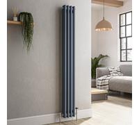 Reggio Anthracite Vertical Double Column Traditional Radiator 1500x200mm 1486 BTU - Cast Iron Style