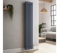Reggio Anthracite Vertical Double Column Traditional Radiator 1500x290mm 2229 BTU - Cast Iron Style