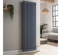 Reggio Anthracite Vertical Double Column Traditional Radiator 1500x470mm 3715 BTU - Cast Iron Style