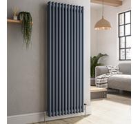 Reggio Anthracite Vertical Double Column Traditional Radiator 1500x560mm 4458 BTU - Cast Iron Style