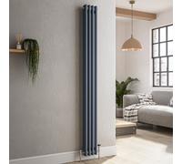 Reggio Anthracite Vertical Double Column Traditional Radiator 1800x200mm 1759 BTU - Cast Iron Style