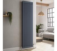 Reggio Anthracite Vertical Double Column Traditional Radiator 1800x470mm 4399 BTU - Cast Iron Style