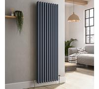 Reggio Anthracite Vertical Triple Column Traditional Radiator 1500x470mm 4688 BTU - Cast Iron Style