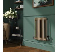 Reggio Beige grey Horizontal Double Column Traditional Radiator 600x425mm 1416 BTU - Cast Iron Style