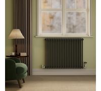 Reggio Midnight Black Horizontal Double Column Radiator 800x1010mm 4535 BTU - Cast Iron Style