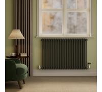 Reggio Midnight Black Horizontal Double Column Radiator 800x1190mm 5361 BTU - Cast Iron Style