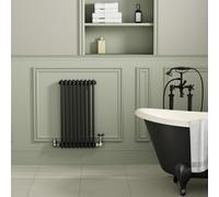 Reggio Midnight Black Horizontal Double Column Radiator 800x425mm 1855 BTU - Cast Iron Style