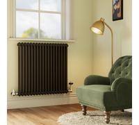 Reggio Midnight Black Horizontal Double Column Radiator 800x830mm 3713 BTU - Cast Iron Style